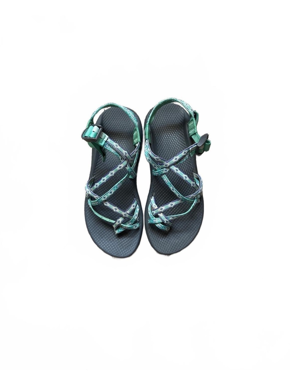 Chaco Womens Size 10 ZX2 Classic Strappy Hiking Sandals Teal Purple Toe Loop